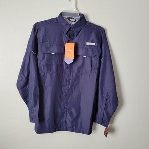Habit Blue Fishing Shirt Men's Small Button Down Crayfish Creek River Shirt NWT